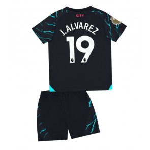 Manchester City Julian Alvarez #19 Tredjeställ Barn 2023-24 Kortärmad (+ Korta byxor)